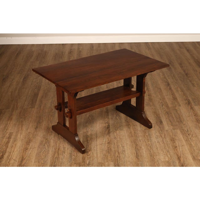 High Quality American Made Mission Oak Library Table By Gustav Stickley. This Table Features A Rectangular Plank Top...