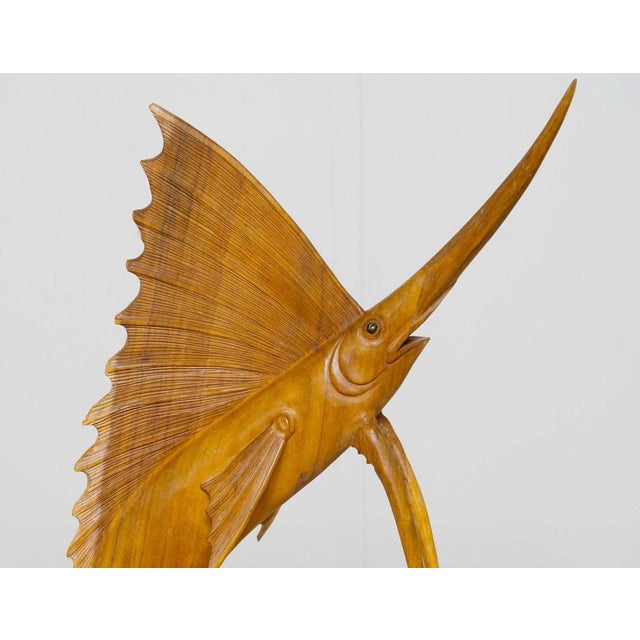 2000 - 2009 Large French Hand Carved Marlin Fish Sculpture For Sale - Image 5 of 6