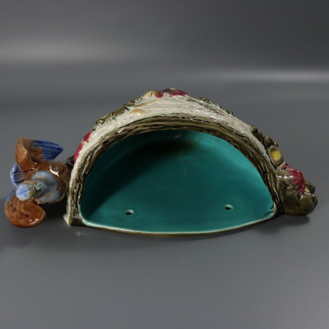 Late 19th Century Wedgwood Majolica Bird on Nest Wall Pocket For Sale - Image 5 of 11