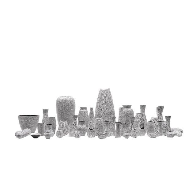 Black and White Craquele Ceramic Vases from Jasba Keramik, Germany, 1950s, Set of 47 For Sale
