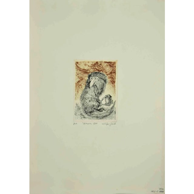 Lemur is an original etching realized by Leo Guida in 1970. Good condition. Mounted on a white cardboard passpartout...