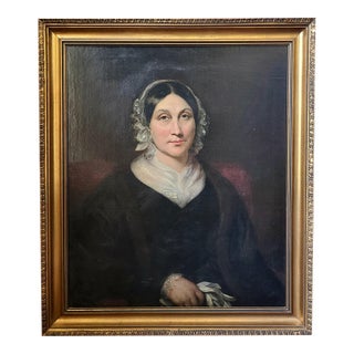 Antique 19th Century Victorian Oil Painting Portrait of a Lady For Sale