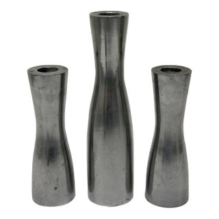 Erika Pekkari Steel Candlestick Holders, 1990s - Set of Three For Sale