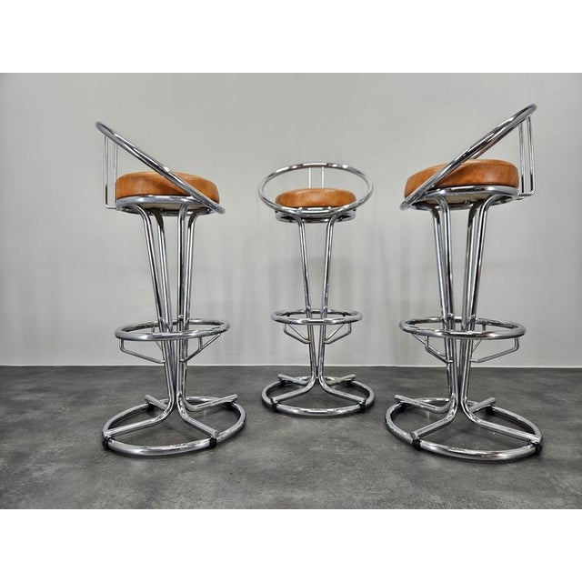 Vintage Space Age Italian Bar Stools, 1970, Set of 3 For Sale - Image 4 of 14