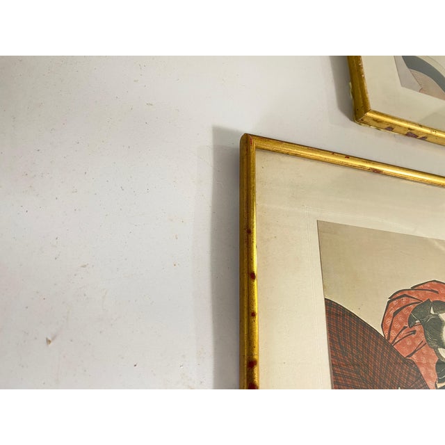 Japanese Artist, Figurative Scenes, 20th Century, Prints, Framed, Set of 2 For Sale - Image 14 of 18