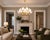 Mid-Century Modern Luxury Lotus Petal Brass Chandelier | Modern White Floral Ceiling Light | Mid Century Statement Pendant | Elegant Dining Room Fixture For Sale - Image 3 of 8