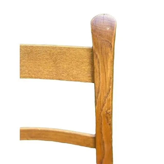 Early 20th Century Pair of Oak Ladder Back Woven Seat Shaker Style Chairs For Sale - Image 4 of 8