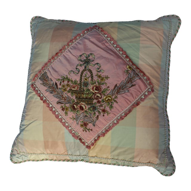 19th Century Antique French Needlepoint Pillow For Sale