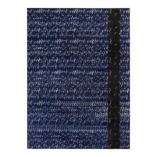 Rug & Kilim’s Scandinavian Style Rug in All Over Blue, Black Geometric Pattern For Sale