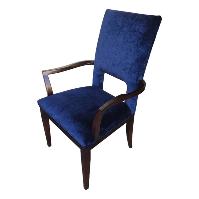 Contemporary Milan Velvet Dining Arm Chairs For Sale - Image 3 of 4