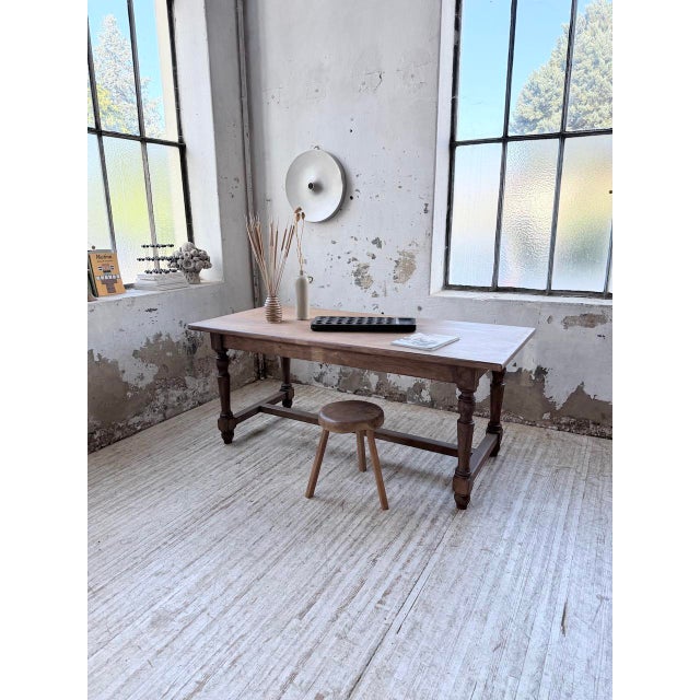 Brown Farmhouse Table with Turned Pine and Birch Legs, 1960s For Sale - Image 8 of 18