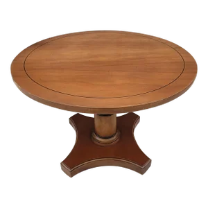 Swedish Modern Art Deco Style Fruitwood Round Pedestal End or Side Table