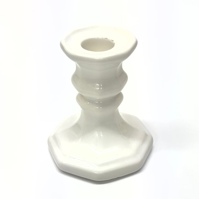 Mixed White Ceramic Candle Holder Curation - Group of 7 For Sale - Image 13 of 16