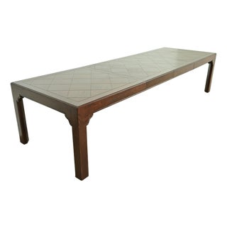 Henredon Mid-Century Hollywood Regency Chinoiserie Oak Extension Dining Table, Newly Refinished For Sale