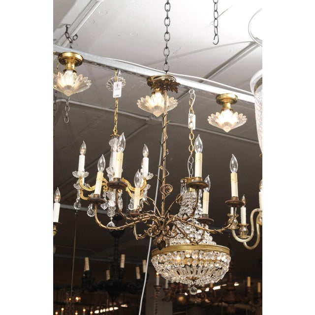 6-Light Vintage Gilt Floral Tole Chandlier, 1930s Italy For Sale - Image 11 of 12