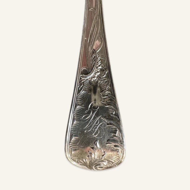 Antique Sterling Silver Monogrammed Punch Ladle by Wallace & Hall of Sheffield, England and Resold by Bailey Banks and Biddle For Sale - Image 6 of 9