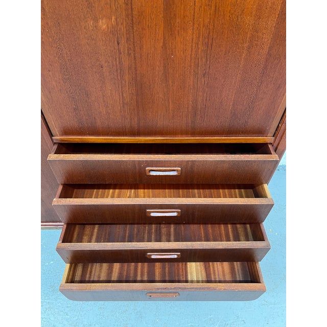 Danish Teak Mid-Century High-Boy Gentleman’s Wardrobe For Sale - Image 14 of 17