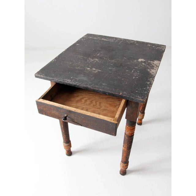 Farmhouse Antique Primitive Side Table With Drawer For Sale - Image 3 of 13