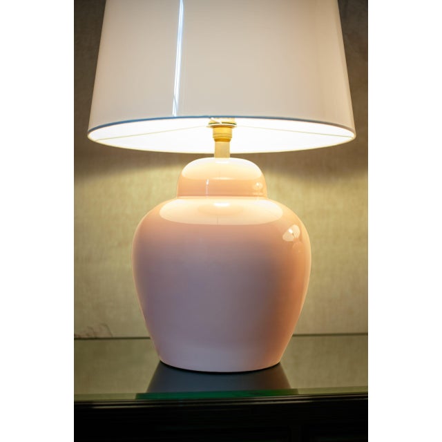 Pink Pink Ceramic Lamps with Methacrylate Shades, 1980s, Set of 2 For Sale - Image 8 of 9