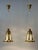Set of two rare, lovely and highly decorative mid-century modern brass and crystal pendant lamps or hanging lights....