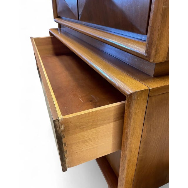 1960s Mid Century Modern United Diamond Front Tall Chest For Sale - Image 10 of 12