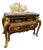 Grand French Empire Commode With Marble Top, Floral Marquetry & Sculptural Gilt Bronze Details For Sale