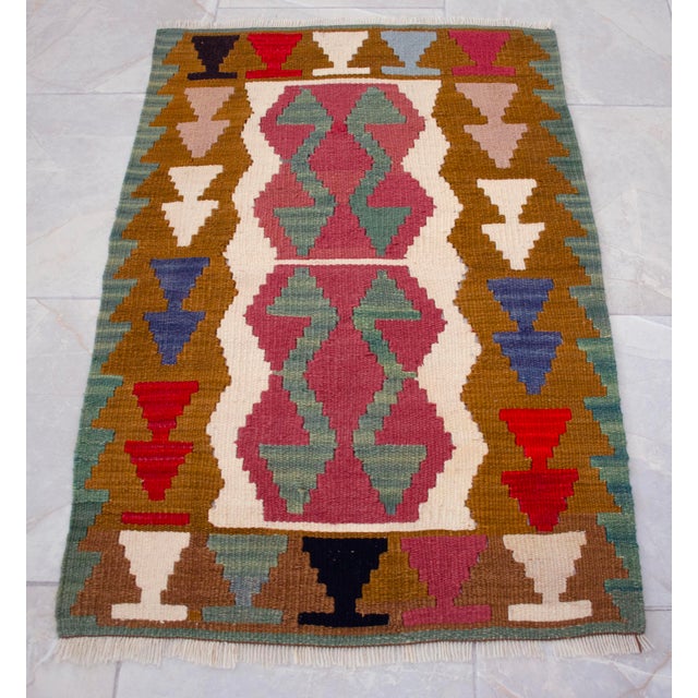 1990s Turkish Rug Hand-Woven Kilim Rug - 2'4" X 3'5" For Sale - Image 4 of 10