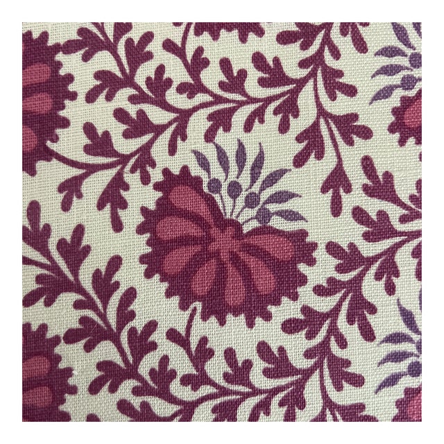 Sister Parish Custom Magenta and Orchid Pink Vreeland Verbena Linen Fabric - 5 1/2 Yards For Sale