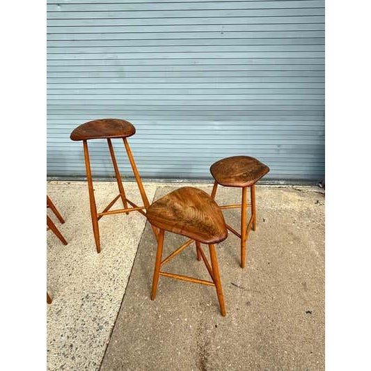 Late 20th Century Horace B. Hartshaw Walnut Stools/ Handcrafted /Wharton Esherick Style For Sale - Image 11 of 13