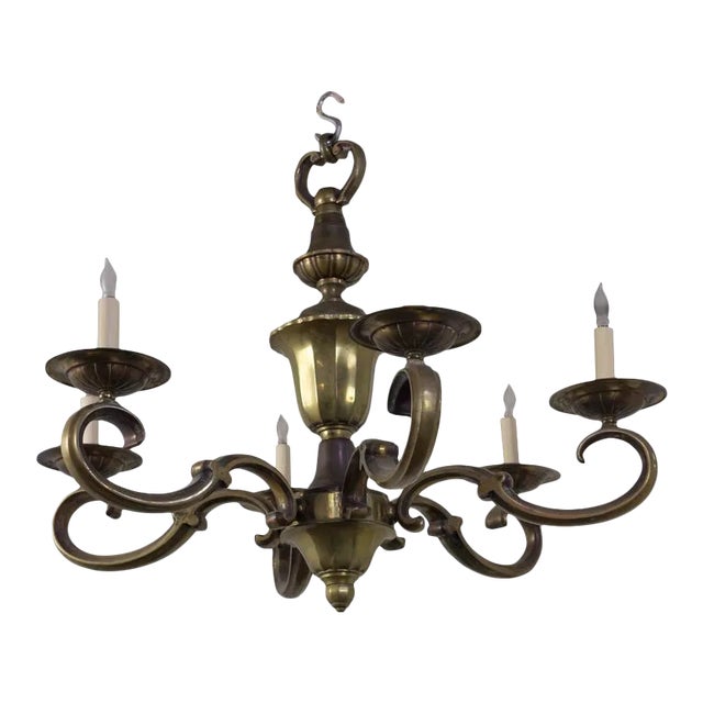 French Bronze Six Armed Chandelier For Sale