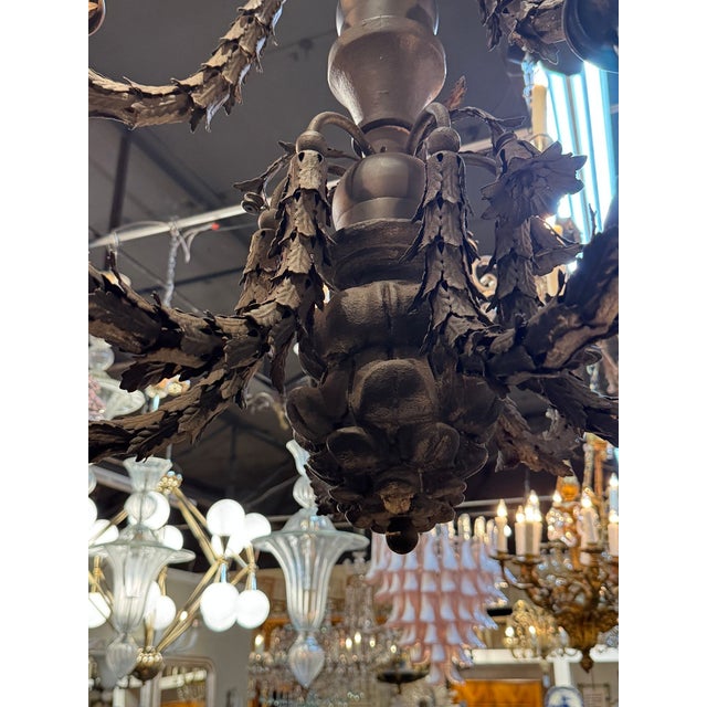 19th Century Italian Carved Wood and Iron Chandelier For Sale - Image 10 of 13