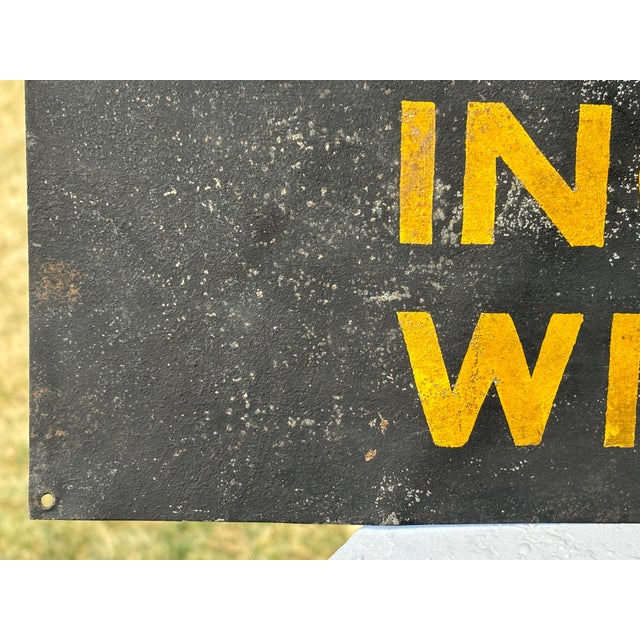 Metal Late 19th C. Metal Retail Sign - For Sale Inquire Within For Sale - Image 7 of 8