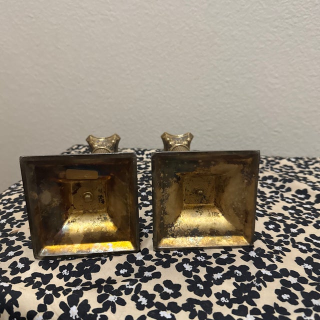 Pair of Neoclassical Corinthian Column Brass Candlesticks For Sale In New Orleans - Image 6 of 7