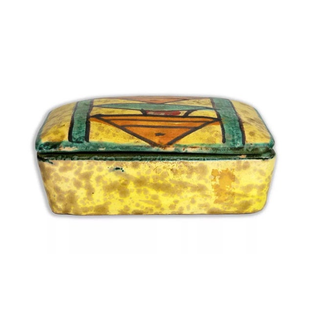 Bitossi Ceramic Trinket Box and Vase with Abstract Fish Pattern Made in Italy - Set of 2 For Sale In Detroit - Image 6 of 12