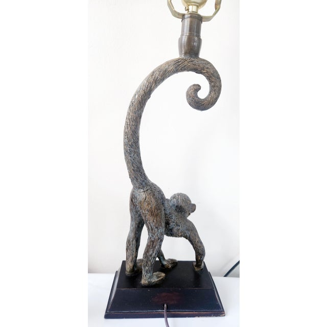 Vintage 1980's Monkey Lamp, Bronze Patinated Metal – Sculptural Hollywood Regency Accent Lighting For Sale - Image 16 of 17