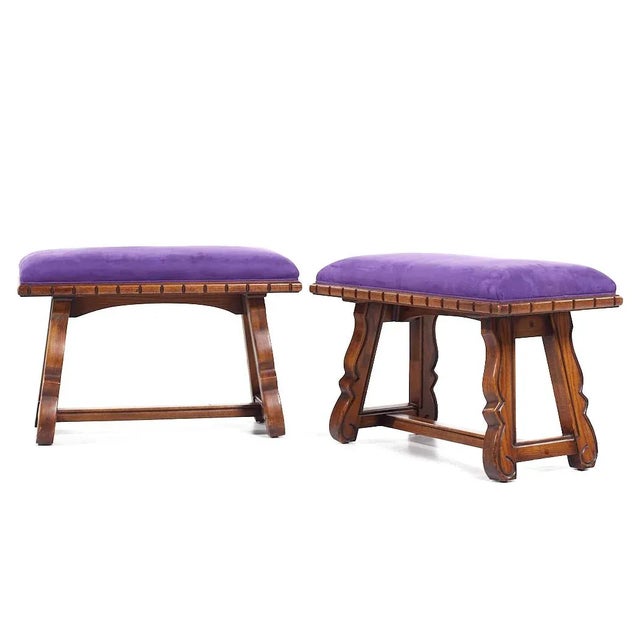 Victorian Victorian Eastlake Walnut Stool Bench - Pair For Sale - Image 3 of 10