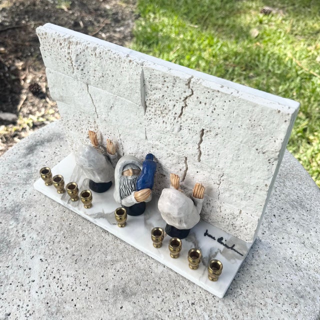 Late 20th Century Vintage Israeli Wailing Wall/Kotel Menorah/Chanukia For Sale - Image 5 of 7