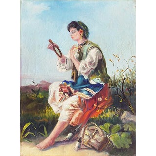 Young Woman Seated' by Jozsef Biro, Circa 1920 Hungarian Figural Oil, Academie Julian, Academie De Geneve For Sale