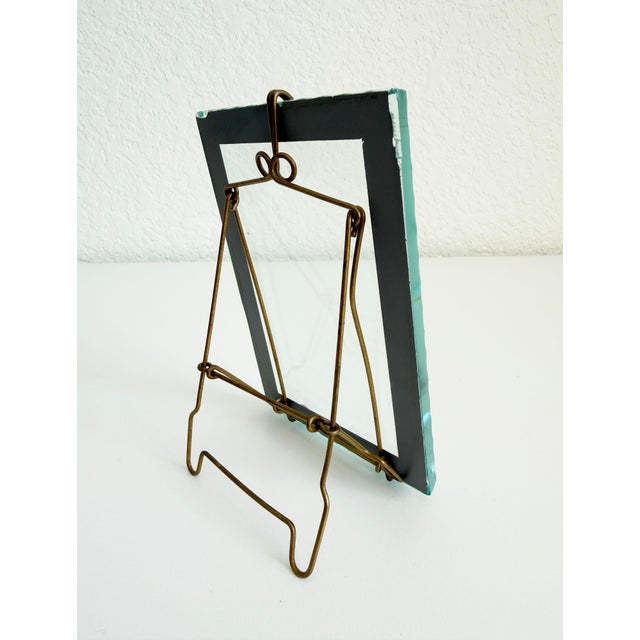 Metal French Art Deco Brass & Chip Glass Easel Picture Frame For Sale - Image 7 of 9