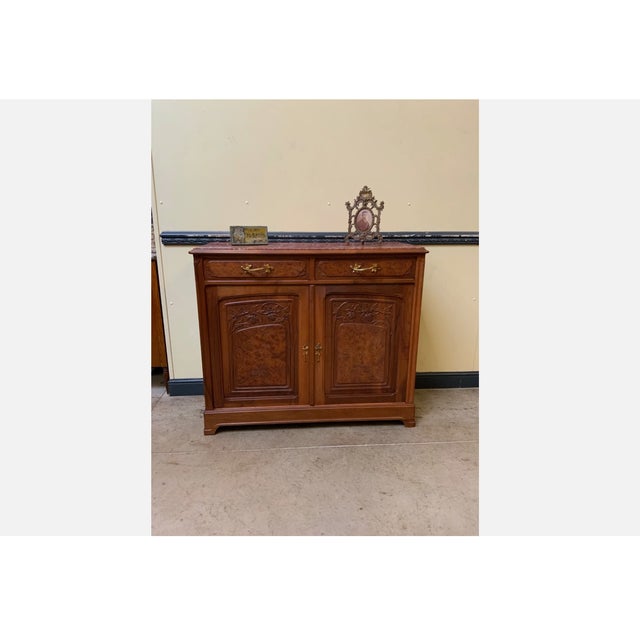 Antique Art Nouveau Walnut Sideboard, 1910 For Sale - Image 4 of 13