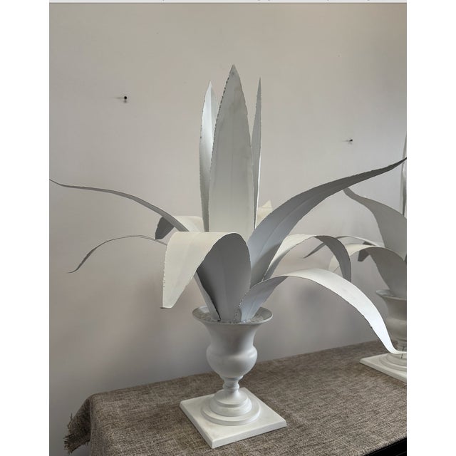 Late 20th Century Late 20th Century Pair of Lyon Metal Sculptures in Urns For Sale - Image 5 of 11