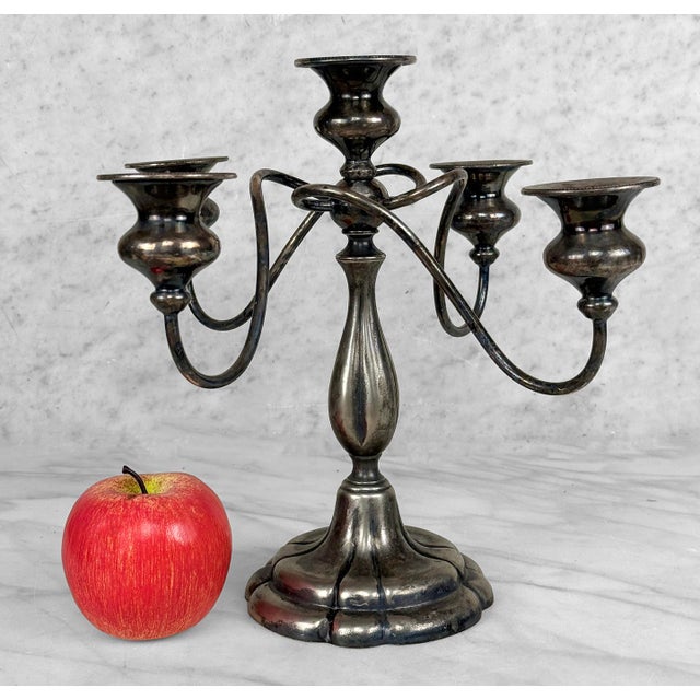 - Original 1910's Victorian Candelabra Centerpiece - Made by E.G. Webster & Sons - Silverplate with a Rich Tarnished...