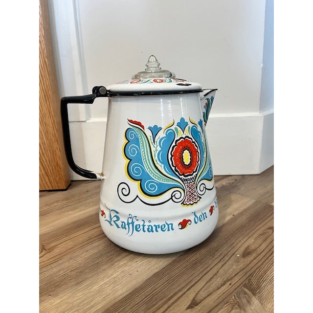 Vintage Berggren Enamel Swedish Coffee Percolator For Sale - Image 4 of 8