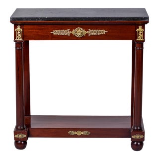 Late 19th Century Empire Style Mahogany Console With Slate Top For Sale