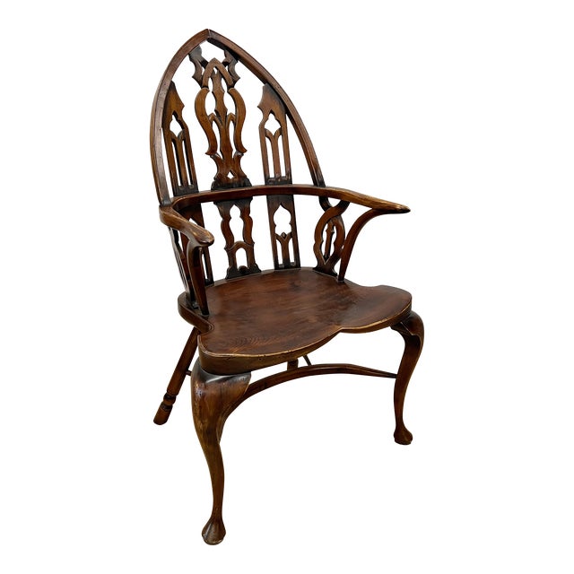 19th Century Gothic Revival Oak Windsor Chair | Chairish