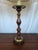 Brown Mid 20th Century Traditional Colonial Revival Turned Wood & Brass Table Lamp W/ Fringe Shade - a Pair For Sale - Image 8 of 10