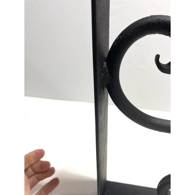 Vintage Black Wrought Iron Scroll Bookends, Large Pair For Sale In Louisville - Image 6 of 7