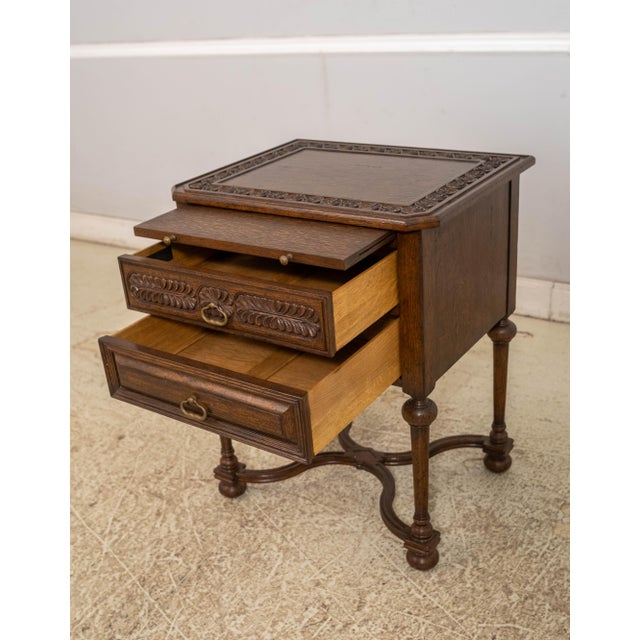 Jonathan Charles Pair of Jonathan Charles Oak 2 Drawer Side Tables For Sale - Image 4 of 18