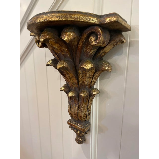 Large Vintage Mid Century Italian Style Gilt Wall Bracket Sconce For Sale - Image 4 of 11