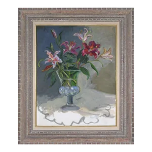 Vintage Modernist Realist Floral Still Life of Lillies 20th Century